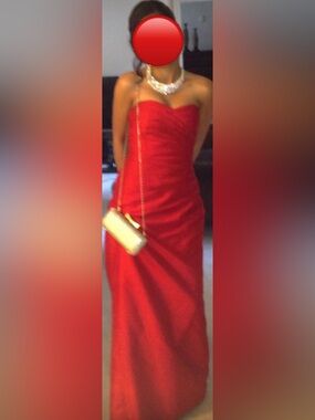 Phoebe Couture Strapless Red Evening Dress